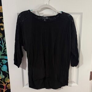 Forever 21 Black Long Sleeve Top with Lace Detail